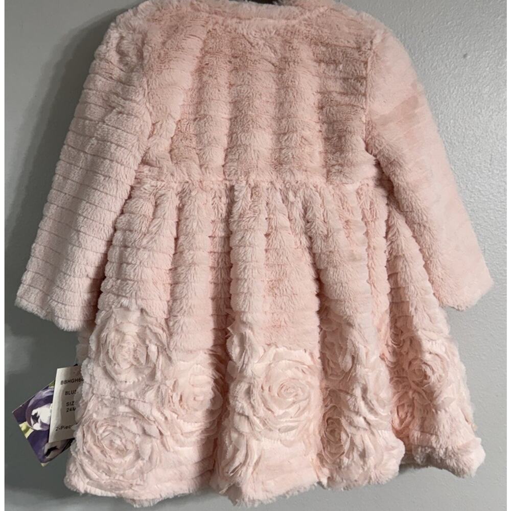 Blueberi Boulevard Coat Dress Girls 24 Months Pink Roses Easter Flower Girl NEW - Picture 4 of 15